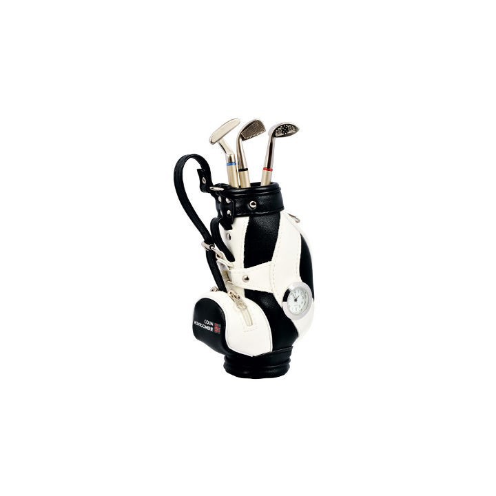 Mini Golfbag Kugelschreiber Set mit Uhr