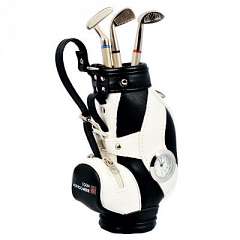 Mini Golfbag Kugelschreiber Set mit Uhr